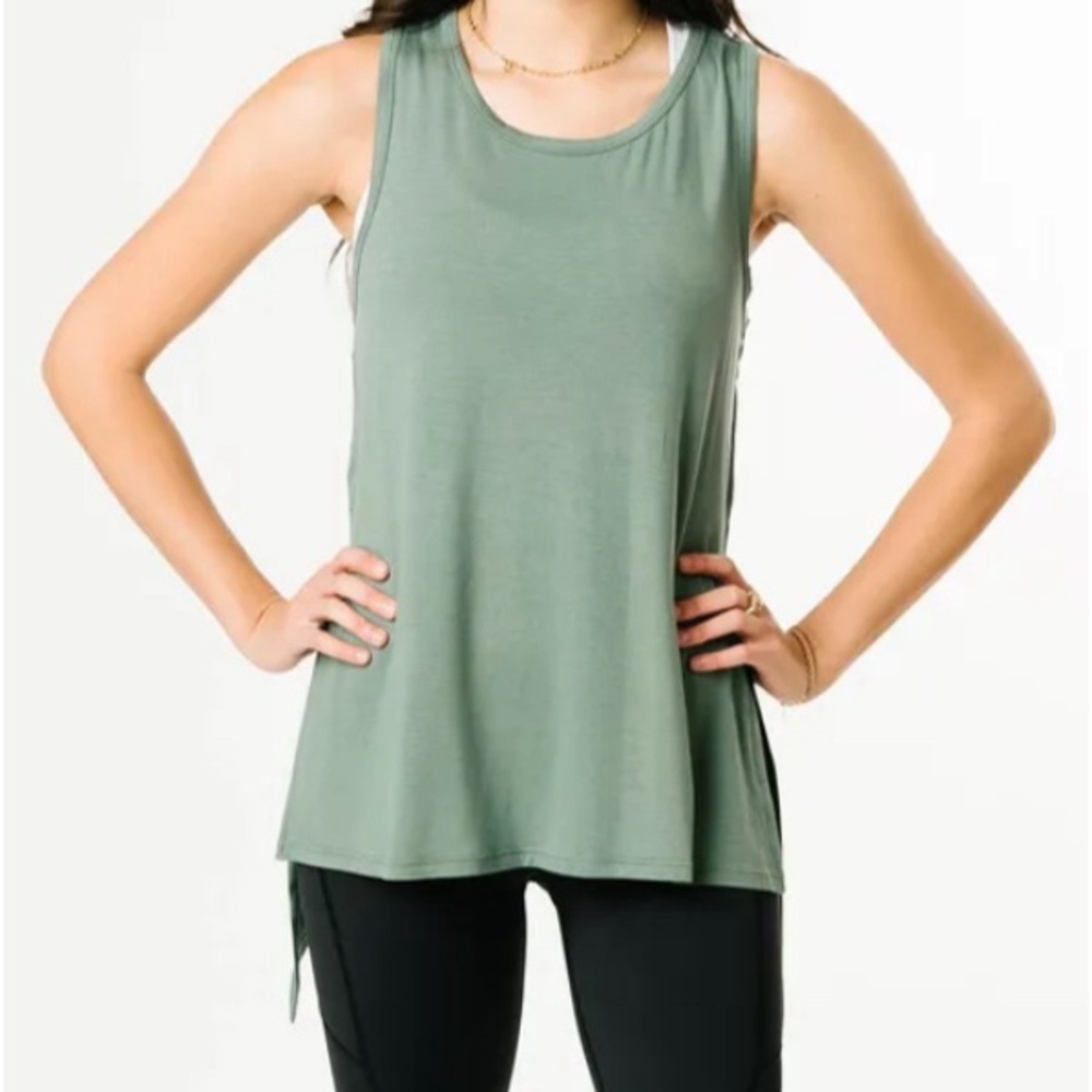Zyia Olive Long Finesse Slit Tank